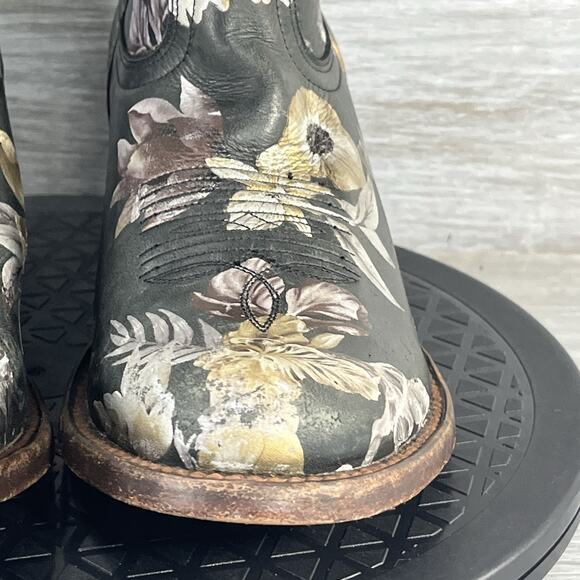 Shyanne Women's Dark Romance Black Leather Floral Cowboy Western Boots Size 7.5 - Picture 3 of 10